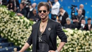 Shah Rukh Khan in a custom Sabyasachi ensemble at his Met Gala 2025 debut on the blue carpet
